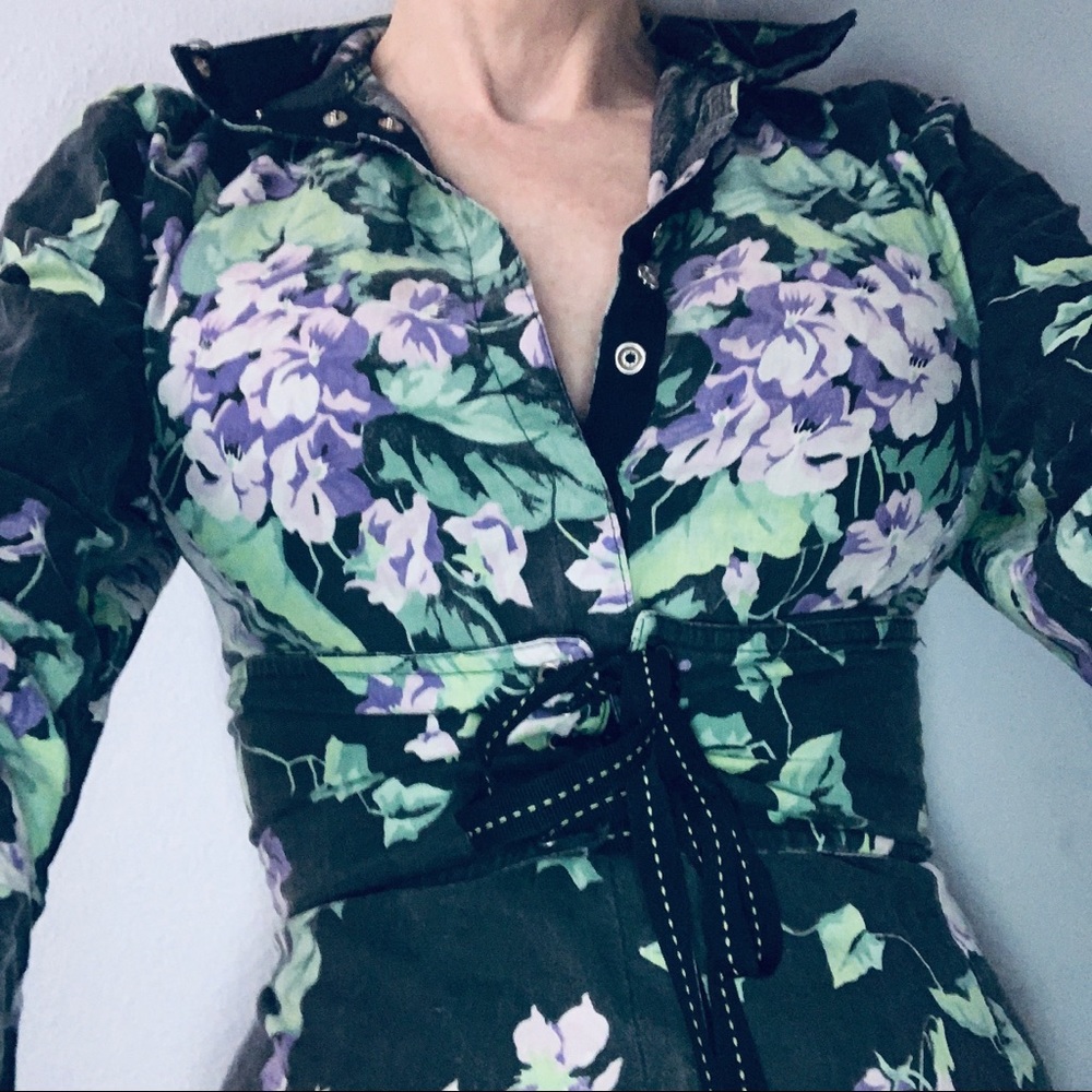 Blk with purple floral and lilac flower print